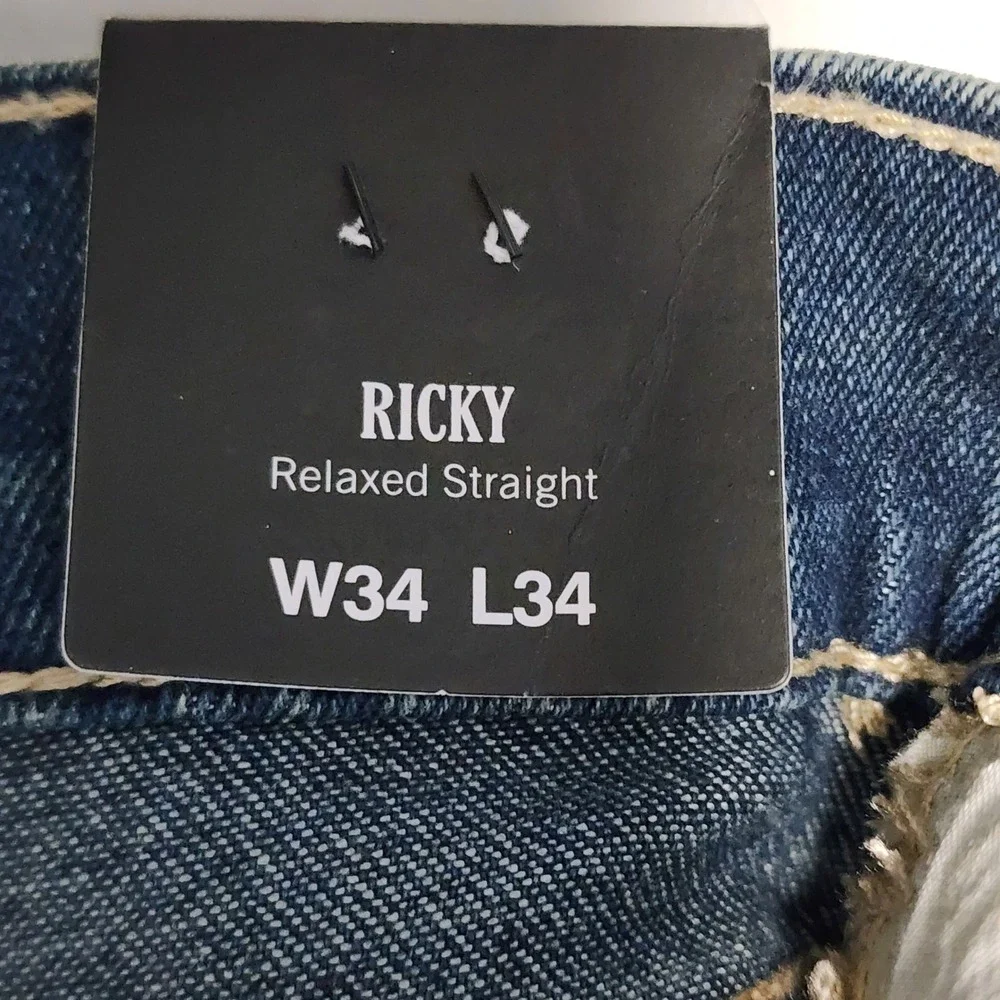 True Religion Ricky Men Y2K Streetwear Relaxed Straight Skater Jeans 34x34 NWT